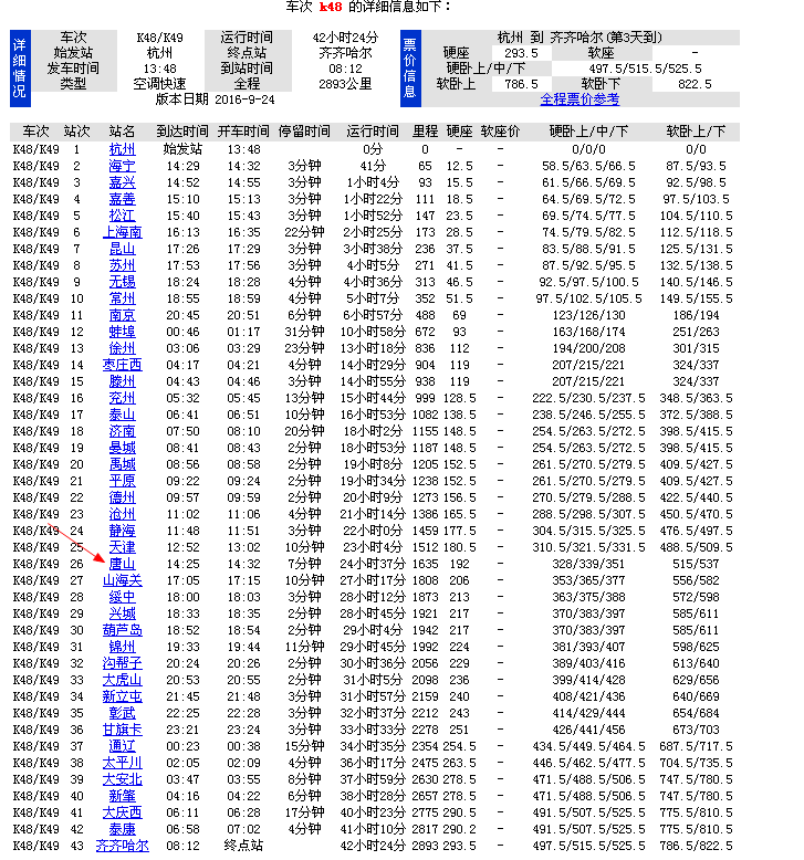 K488次列车时刻表详解更新通知